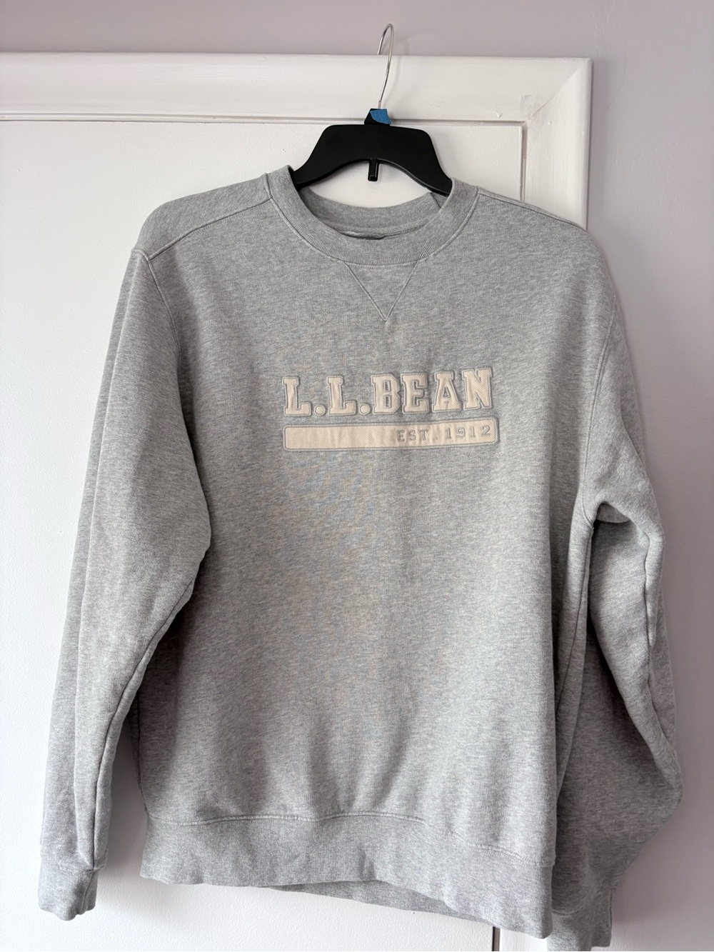 L.L. Bean Light Gray Crewneck Sweatshirt with Embroidered Logo